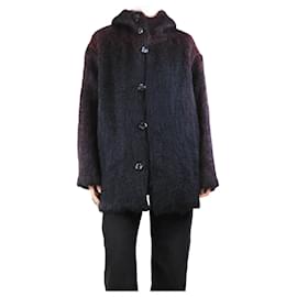 Autre Marque-Purple and black hooded mohair coat - size S-Purple