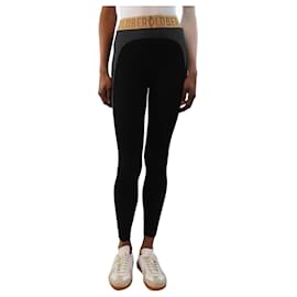 Goldbergh-Goldbergh Black ski leggings with gold lurex waistband - size XS-Black