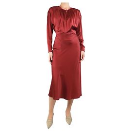 Forte Forte Rotes Midikleid aus Seide mit langen Ärmeln - Größe UK 8 Rot