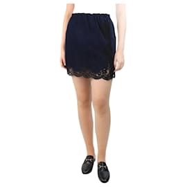 Chloé-Navy suede lace skirt - size UK 10-Blue