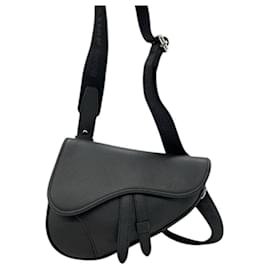Dior-New Dior Mini Saddle Bag in Black Grained Calfskin-Black