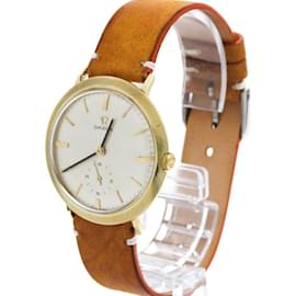 Omega-Vintage Omega Seamaster Gold Plated Leather Hand-Winding Men's Watch-Other