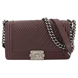 Chanel-Chanel Boy Chanel Chain Shoulder Bag-Dark red