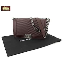 Chanel-Chanel Boy Chanel Chain Shoulder Bag-Dark red