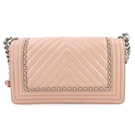 Chanel-Chanel Boy Shoulder Bag in Pink Leather-Pink