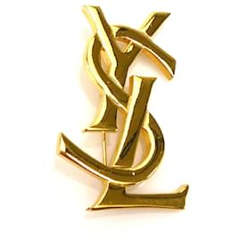 Yves Saint Laurent-Yves Saint Laurent Gold Metal Brooch-Golden