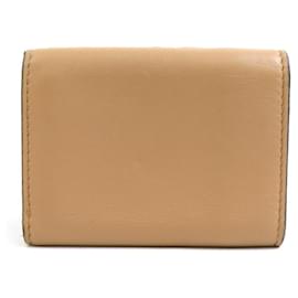 Fendi-Portefeuille pliant Fendi en cuir beige-Beige