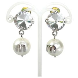 Orecchini a clip argento e bianchi Miu Miu Argento Bianco