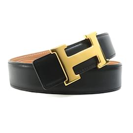 Hermès-Hermes Constance Reversible Belt-Black,Golden