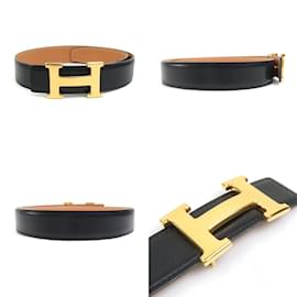 Hermès-Hermes Constance Reversible Belt-Black,Golden