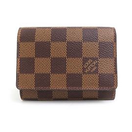 Estuche para tarjetas de lona Damier Louis Vuitton Castaño Damier ebene