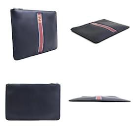 Fendi-Fendi Navy Leather Clutch Bag-Navy blue