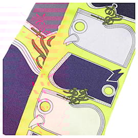 Hermès-Hermes Silk Twilly Scarf Yellow Purple-Yellow