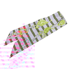 Hermès-Hermes Silk Twilly Scarf-Pink