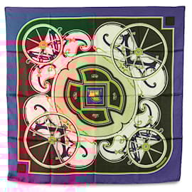 Hermès-Hermes Silk Scarf WASHINGTON’S CARRIAGE-Blue