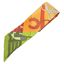 Hermès-Hermes Silk Twilly Scarf-Orange