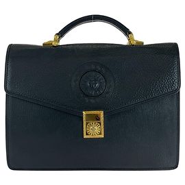 Versace Vintage Leather Clutch Bag Black