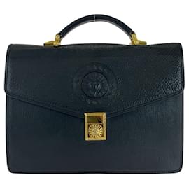 Versace-Bolsa de mão de couro vintage Versace-Preto