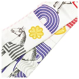 Hermès-Hermes Silk Twilly Scarf Multicolor-White