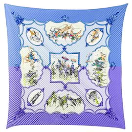 Hermès-Hermes Silk Scarf Pleats 90-Blue
