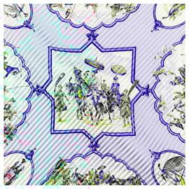 Hermès-Hermes Silk Scarf Pleats 90-Blue