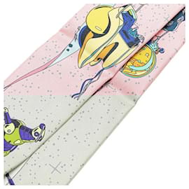 Hermès-Hermes Twilly Silk Scarf Pink Multicolor-Pink