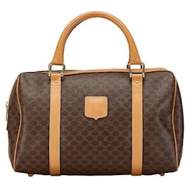 Céline-Celine Macadam Brown PVC Leather Handbag-Brown