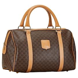 Céline-Celine Macadam Brown PVC Leather Handbag-Brown