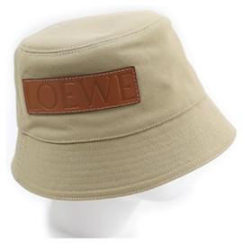 Loewe-Loewe Cotton Calfskin Canvas Bucket Hat Beige-Brown,Beige