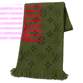 Louis Vuitton-Louis Vuitton Monogram Silk Blend Scarf-Red