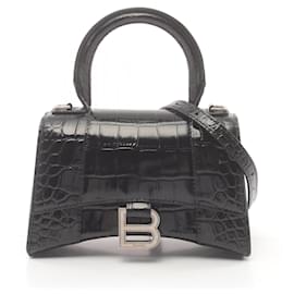 Balenciaga-Sac à main en cuir Hourglass XS de Balenciaga-Noir