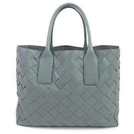 Bottega Veneta-Bottega Veneta Intrecciato Leather Tote Bag-Blue