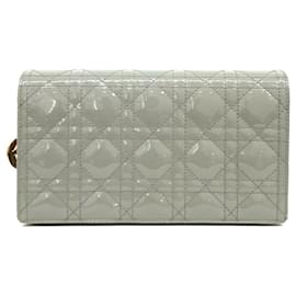 Dior-Christian Dior Patent Cannage Chain Cross Bag S0204 -Grey