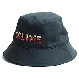 Céline-Celine Logo Embroidery Bucket Hat Black Unisex-Black
