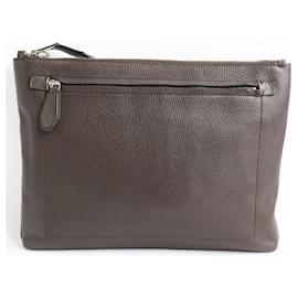 Tom Ford-Tom Ford Leather Big Zip Clutch Bag-Brown