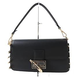 Fendi-Fendi Versace 2WAY Baguette Bag Black Gold-Black