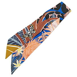 Hermès-Hermes Silk Twilly Scarf-Blue