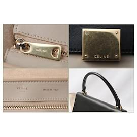 Céline-Celine Trapeze 169542 Handbag/Shoulder Bag Black/Beige-Black