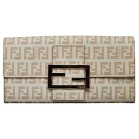 Fendi-Portefeuille long Fendi Zucchino-Marron,Beige