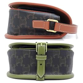 Céline-Celine Folco Medium Shoulder Bag Calfskin Canvas-Brown