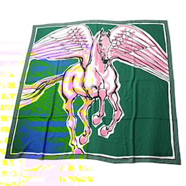 Hermès-Hermes Cashmere Silk Large Scarf Blue Yellow-Blue