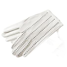 Hermès-Hermes Lamb Leather Punched Gloves Grey-Grey