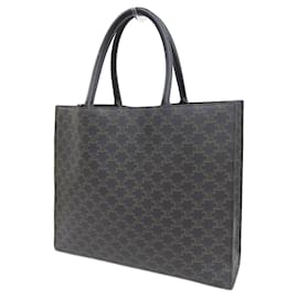 Céline-Celine Trionphe Horizontal Cabas Logo Handbag Black-Black
