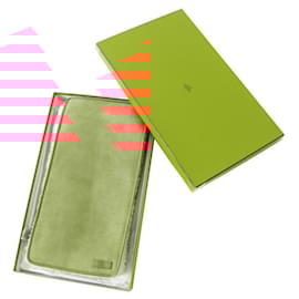 Hermès-Hermes Leather Trim Shearling Scarf-Brown