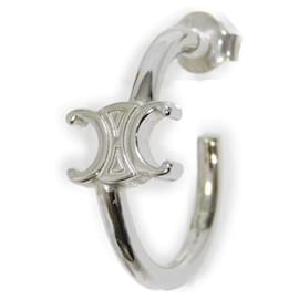 Céline-Celine Triomphe Asymmetric Hoop Earrings-Silvery,Metallic