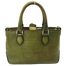 Bolsa 2 em 1 em couro caligrafia Berluti Venezia Verde