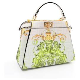 Fendi-Sac à main en cuir Mini Peekaboo Fendi Fendace-Blanc