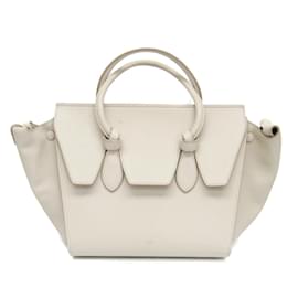 Céline-Celine TIE Women's Leather Handbag in Cream-Cream