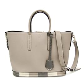 Fendi-Sac à main en cuir pour femme Fendi Selleria 8BH349-Gris