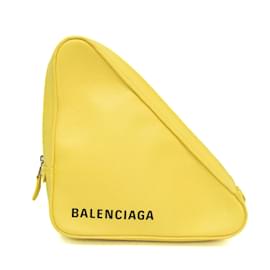 Balenciaga-Sac à main en cuir pour femme Balenciaga Triangle M 476976-Jaune